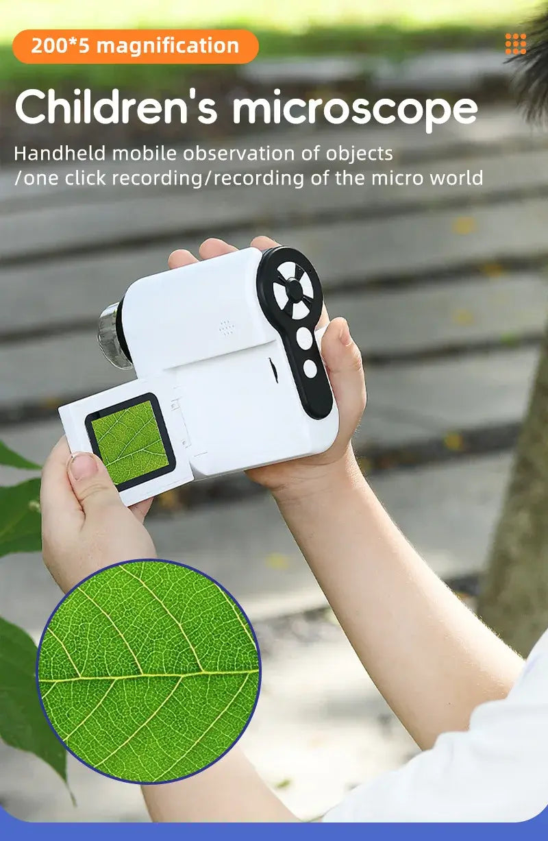Manufacturer graphic showing the microscope magnification feature